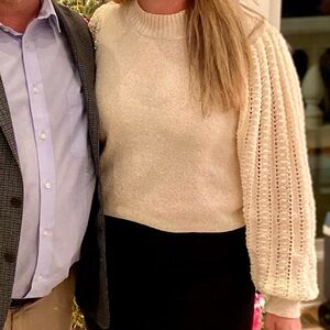 Willow Cream Textured Sleeve Sweater size L